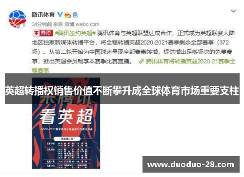 英超转播权销售价值不断攀升成全球体育市场重要支柱